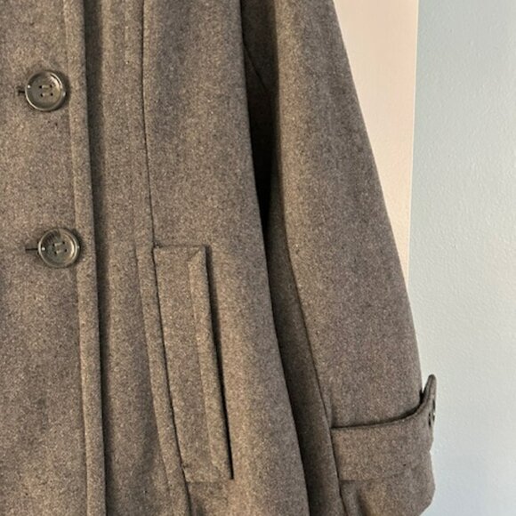 Calvin Klein Wool Blend Double Breasted Pea Coat Removable Hood Women’s Size 8 - Picture 3 of 10